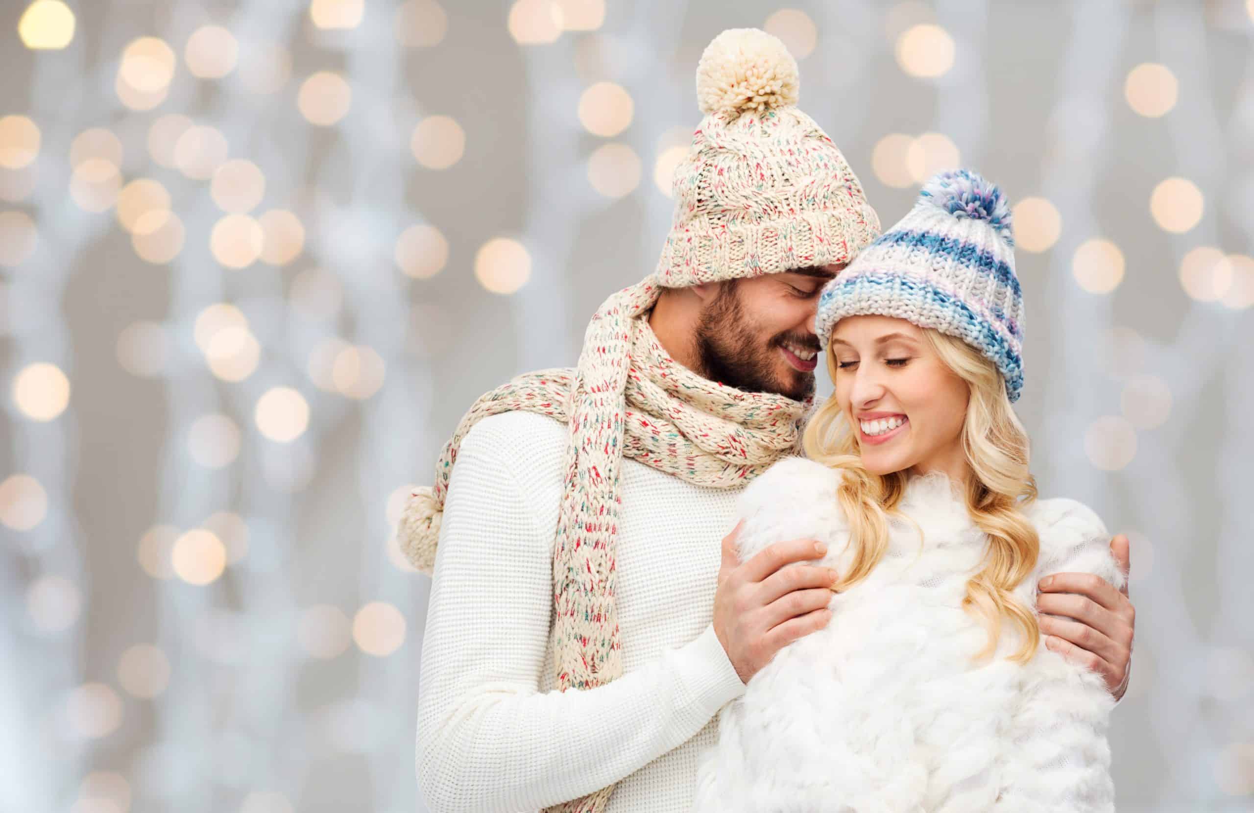 Winter,,Fashion,,Couple,,Christmas,And,People,Concept,-,Smiling,Man