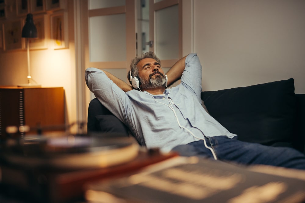 man relaxing at home